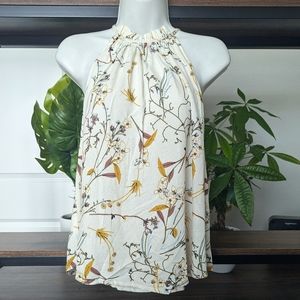 High Neck Blouse with Floral and Plant detail